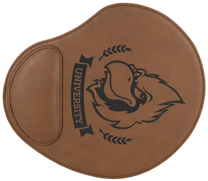 9" x 10 1/4" Dark Brown Engraved Faux Leather Mouse Pad