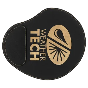 9" x 10 1/4" Black/Gold Engraved Faux Leather Mouse Pad