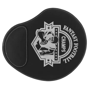 9" x 10 1/4" Black/Silver Engraved Faux Leather Mouse Pad