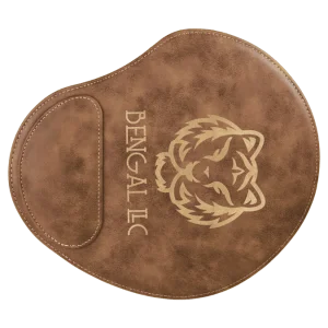 9" x 10 1/4" Rustic/Gold Engraved Faux Leather Mouse Pad