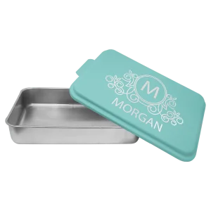 9" x 13" Aluminum Cake Pan with Teal Lid