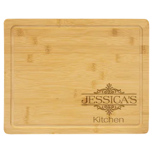 13 3/4" x 11" Bamboo Cutting Board with Drip Ring