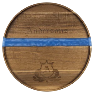 16" x 3/4" Acacia with Blue Pearl Resin Round Serving Tray