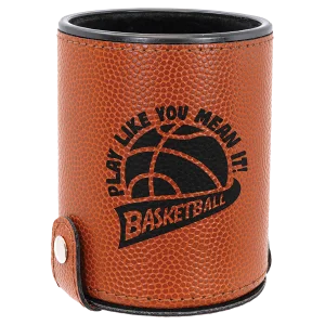 Basketball Engraved Faux Leather Dice Cup with 5 Dice