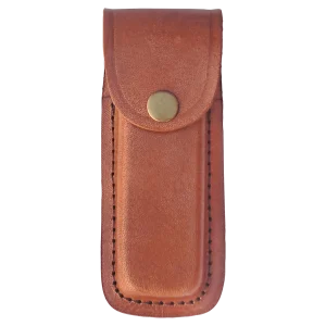 Bison River Leather Sheath with Snap Closure for Folding Knife up to 5" Long Closed
