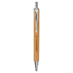 Bamboo with Silver Trim Custom Engraved Pen