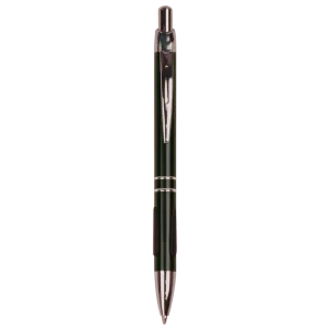 Black with Silver Trim Custom Engraved Pen with Gripper