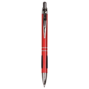 Red with Silver Trim Custom Engraved Pen with Gripper