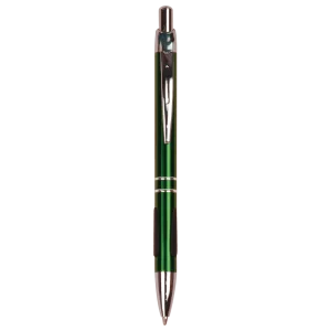 Green with Silver Trim Custom Engraved Pen with Gripper