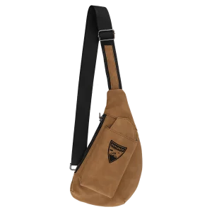 Crescent Bag - Engraved Faux Leather, Creekside Collection, Medium Brown