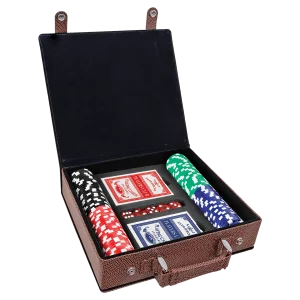 Football Engraved Faux Leather 100 Chip Poker Set