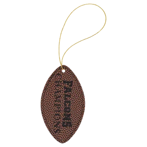 Football Engraved Faux Leather Ornament with Gold String