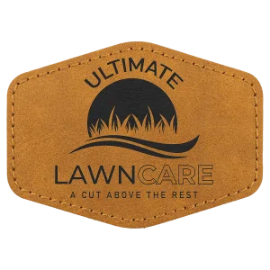 Hex Patch with Kota Pro Adhesive - Engraved Faux Leather, Creekside Collection 3 1/2" x 2 1/2", Light Brown