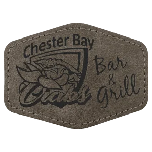 Hex Patch with Kota Pro Adhesive - Engraved Faux Leather, Creekside Collection 3 1/2" x 2 1/2", Dark Gray