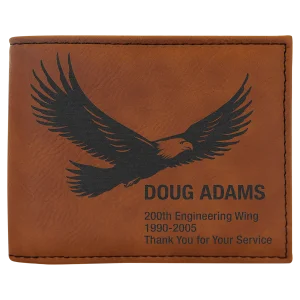 Rawhide Engraved Faux Leather Bi-Fold Wallet w/Flip  ID Display