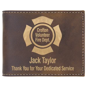 Rustic/Gold Engraved Faux Leather Bi-Fold Wallet w/Flip  ID Display