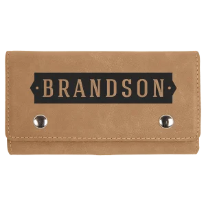 Light Brown Engraved Faux Leather Card & Dice Set