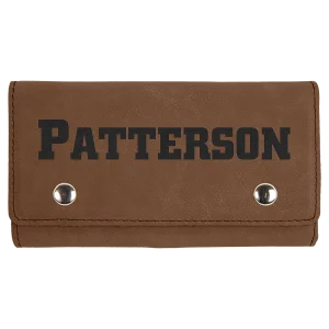 Dark Brown Engraved Faux Leather Card & Dice Set