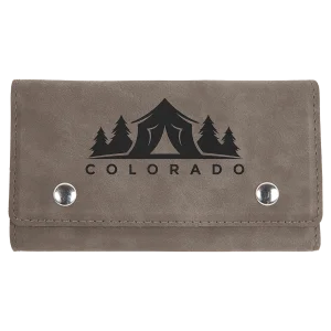 Gray Engraved Faux Leather Card & Dice Set
