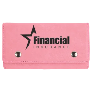 Pink Engraved Faux Leather Card & Dice Set