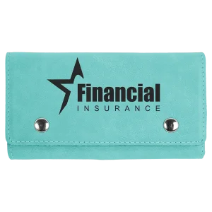 Teal Engraved Faux Leather Card & Dice Set