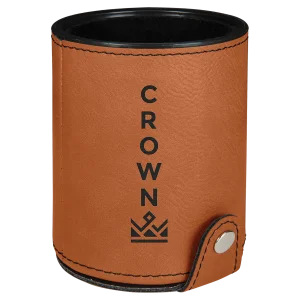 Rawhide Engraved Faux Leather Dice Cup with 5 Dice