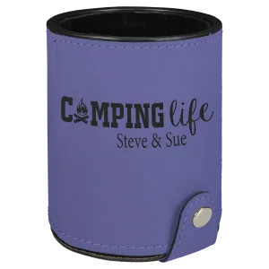 Purple Engraved Faux Leather Dice Cup with 5 Dice