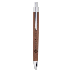 Dark Brown Engraved Faux Leather Pen