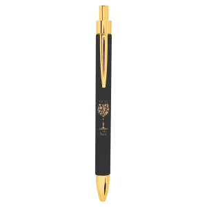Black/Gold Engraved Faux Leather Pen