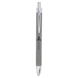 Gray Engraved Faux Leather Pen