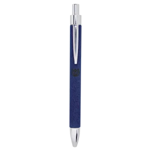 Blue/Black Engraved Faux Leather Pen
