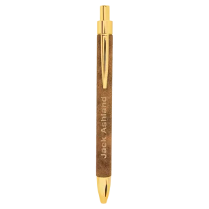 Rustic/Gold Engraved Faux Leather Pen