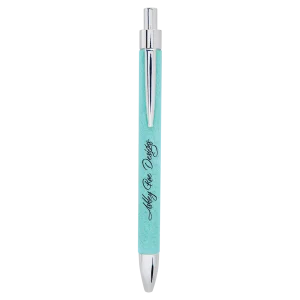 Teal Engraved Faux Leather Pen