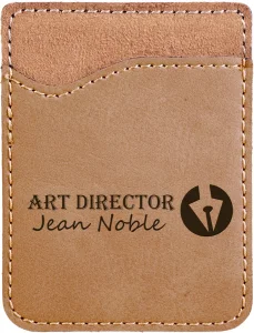 Light Brown Engraved Faux Leather Phone Wallet