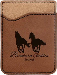 Dark Brown Engraved Faux Leather Phone Wallet