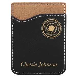 Black/Gold Engraved Faux Leather Phone Wallet