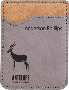 Gray Engraved Faux Leather Phone Wallet