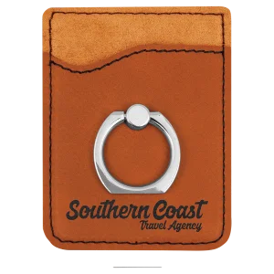 Rawhide Engraved Faux Leather Phone Wallet with Silver Ring