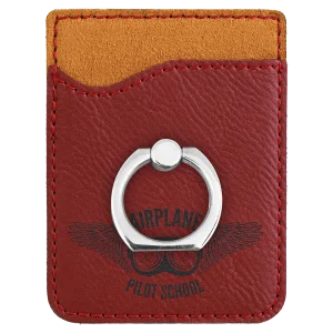 Rose Engraved Faux Leather Phone Wallet with Silver Ring