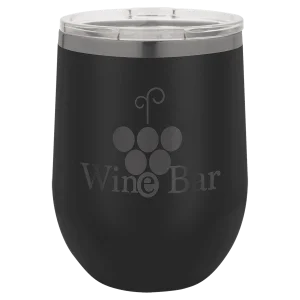 Polar Camel 12 oz. Black/Ghost Black Stemless Wine Tumbler with Standard Lid
