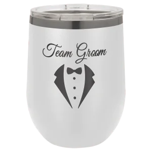 Polar Camel 12 oz. White/Ghost Black Stemless Wine Tumbler with Standard Lid
