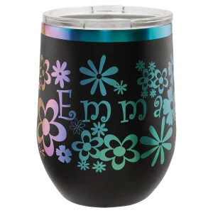Polar Camel 12 oz. Black/Prism Stemless Wine Tumbler with Standard Lid