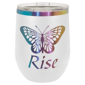 Polar Camel 12 oz. White/Prism Stemless Wine Tumbler with Standard Lid