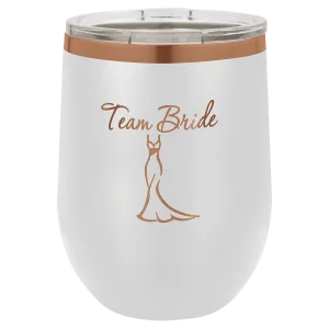 Polar Camel 12 oz. White/Rose Gold Stemless Wine Tumbler with Standard Lid