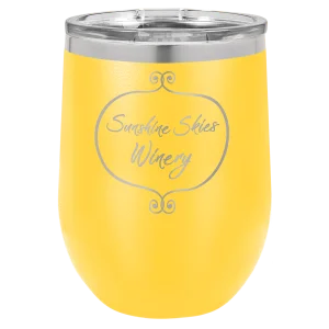 Polar Camel 12 oz. Yellow Stemless Wine Tumbler with Standard Lid