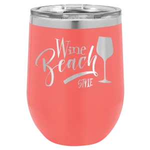 Polar Camel 12 oz. Coral Stemless Wine Tumbler with Standard Lid
