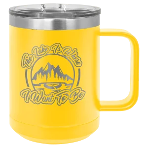 Polar Camel 15 oz. Yellow Vacuum Insulated Mug with Slider Lid