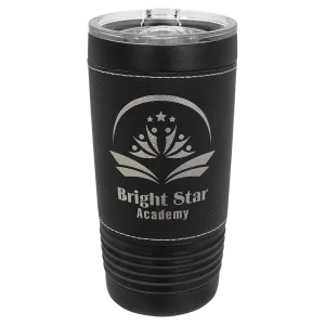 Polar Camel 20 oz. Black with Black/Silver Leatherette Tumbler with Slider Lid