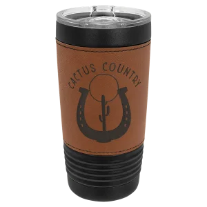 Polar Camel 20 oz. Black with Rawhide Leatherette Tumbler with Slider Lid