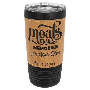 Polar Camel 20 oz. Black with Bamboo Leatherette Tumbler with Slider Lid